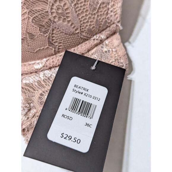 Frederick’s of Hollywood Beatrix Scalloped Lace Push Up Bra Womens Lingerie, 36C - Picture 5 of 11